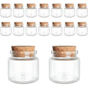 16-Pack 0.67 oz (20 ml) Glass Bottles with Cork Stoppers – for Spell Bottles, Spice Jars, DIY Party Favors, Travel Memories & Plant Propagation – Empty Recyclable Containers for Crafts, Kitchen,Décor