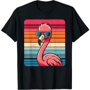 Cool Retro Flamingo in Sunglasses 70s 80s 90s Funny Flamingo T-Shirt XL