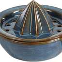 Ceramic Citrus Lemon Orange Juicer Manual Squeezer, Hand Juicer Reamer Rotation Press with 6.8oz Bowl, Strainer Lid, Spout, Handle, Dishwasher Safe, Easy to Clean (Blue)