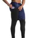 2 in 1 Running Pants with Towel Loop - Men's Athletic Compression Gym Pants (Blue) M