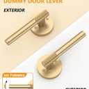 Asidrama 2 Pack Champagne Bronze Dummy Door Handles, Non-Turning Decorative Door Lever with Door Knobs for Closet, French Double Doors, Pantry & Interior Push/Pull Use 06