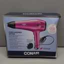 Conair Hair Dryer with Retractable Cord, 1875W Blow Dryer, 3 Heat Settings, 2 Speeds, Blow Dryer with Diffuser and Concentrator Attachments, Ionic + Tourmaline Technology, Pink