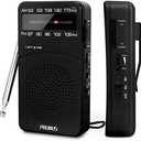 PRUNUS J-166 Portable Radio AM FM, Battery Operated Radio with Tuning Light, Back Clip, Excellent Reception, AM FM Radios Portable, Transistor Radios