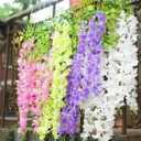 GPARK (36 Branches 12 Pack /45 inch /3.7ft Wisteria Hanging Artificial Flowers Fake Bushy Silk Vine Garland String for Wedding Party Garden Greenery Home Wall Deco White