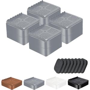 shouwuhho Furniture Risers, 4 Pack Bed Risers with Non-Slip Grip and Heavy Duty Support, 1 Inch 2 Inch 3 Inch 4 Inch Height Lift for Couch, Sofa, Table, Desk, Chair, Refrigerator - Gray, 1+1 Inch