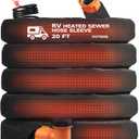 Heated 20FT RV Sewer Hose with Heated Sleeve, Anti Freezing at -20F RV Waste Sewer Black Hose with Protective Cover (20FT Hose with Cover)