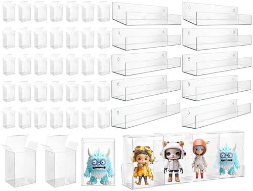 Weysat 50 Pack Protectors Case 19. 6 Inch Large Clear Acrylic Floating Wall Shelves for 4" Inch Pop Vinyl Figures Toys Collectibles Bedroom Living Room Office