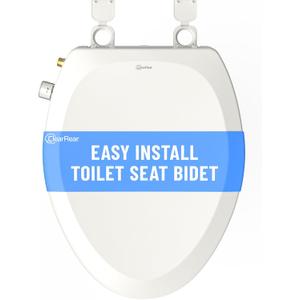 Clear Rear Elongated Bidet Toilet Seat - Self-Cleaning Dual Nozzle Bidet Toilet Seat with Adjustable Water Pressure - Easy Installation - Hygienic Accessories (E. Toilet Seat Bidet)