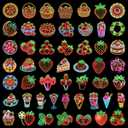 100 Pcs Strawberry Neon Waterproof Vinyl Stickers for Water Bottle, Strawberry Party Favors for Kids