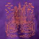 Halloween Shirts for Women Halloween Bats T-Shirt Haunted-Themed Front and Back Printing Tee Tops (Purple, L)