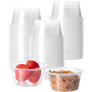 HOMIP 200Pcs 2oz Disposable Plastic Portion Cups (No Lids), Small Mini Sauce Cups for Portion Control, Salad Dressing Cups, Airtight and Stackable Condiment Cups for Party, Holiday and Daily Use