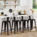 WENTMENT Metal Bar Stools Set of 4 Counter Height Bar Stools Black Barstools with Removable Back 30" Kitchen Bar Stools