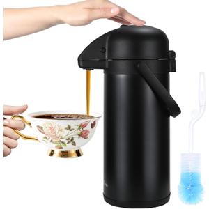 Updated Airpot Coffee Dispenser with Pump,102OZ Insulated Thermal Coffee Carafe for Keeping Hot - Cold Water, Party Chocolate Drinks & Stainless Steel Thermos Urn Large Thermal Hot Drink (Black) (101.4 Ounces)