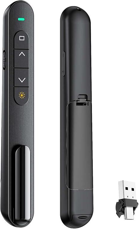QUI Presentation Clicker for PowerPoint, RF 2.4GHz USB C Wireless Presenter Remote with Volume Control, PowerPoint Clicker Slide Advancer for Mac, Windows, Laptop, Keynote