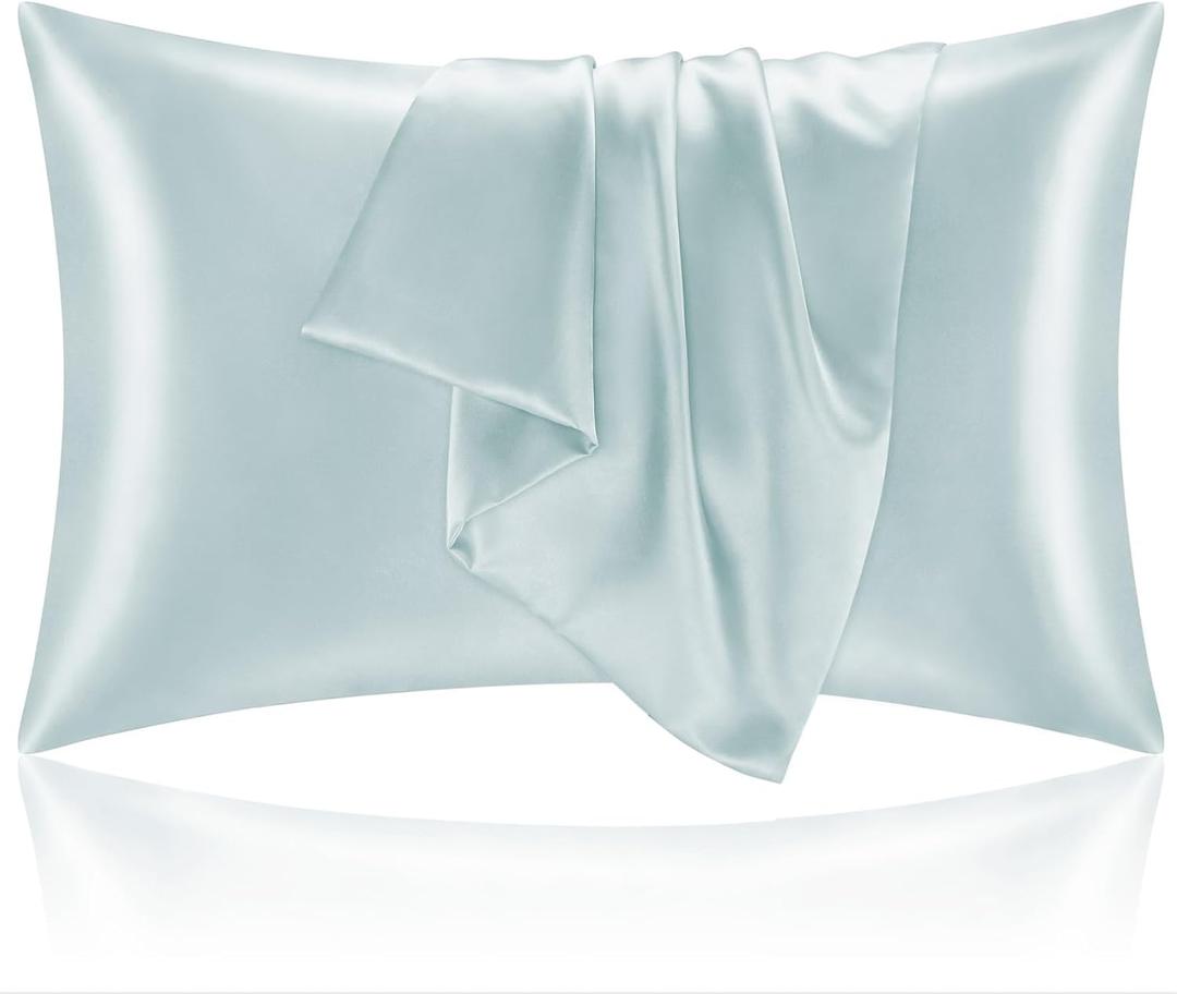 BEDELITE Satin Pillowcase for Hair and Skin, Super Soft and Cooling Similar to Silk Pillow Cases 2 Pack with Envelope Closure, Gift for Women Men(20"x30" Queen Size, Stone Blue)