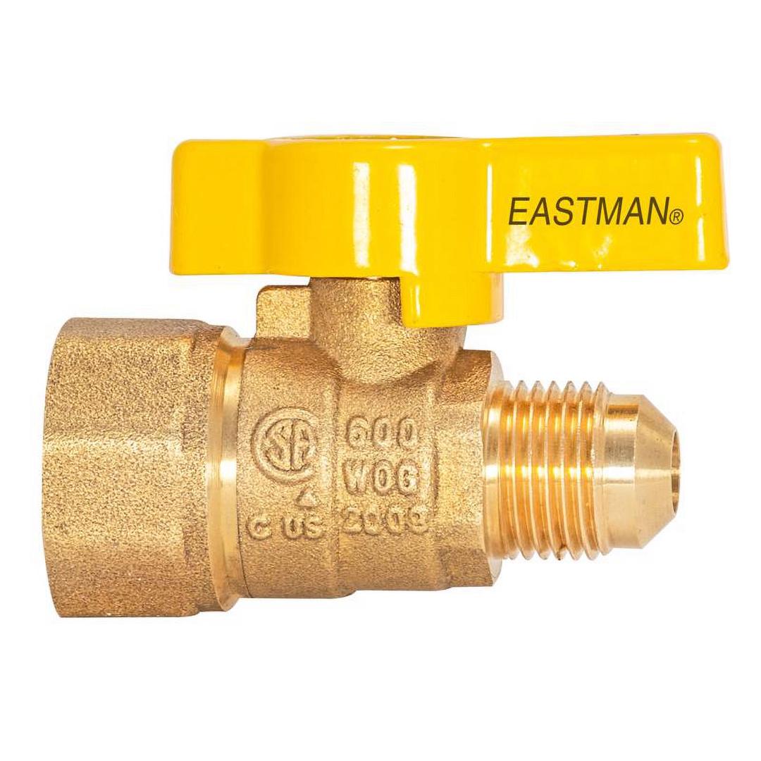 Eastman 60003, Brass Straight Flare Gas Ball Valve, 1/2" FIP x 1/2" OD Tube