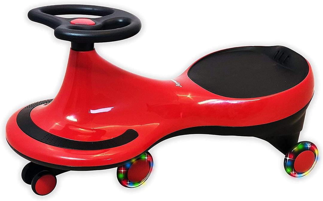 Swing Car, LED Flashing Wheels, Ride on Wiggle Car Boys and Girls, No Batteries, Gears or Pedals, Twist, Turn, Wiggle Movement to Steer, for Toddlers, Kids 3 Yrs and UP, 50kg/110lb (RED)