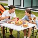 Folding Table, 36 Inch Square Foldable Card Table with Carrying Handle, Heavy Duty Fold-in-Half Portable Table No Assembly, Ideal for Picnic, Camping, RV Travel, Parties, BBQs, Crafting and Indoor Use