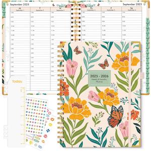 2025-2026 Appointment Book, Hardcover Planner 15 Months Weekly and Monthly (October 2025 - December 2026), 8.5"x11" Daily Hourly Planner 60-Minute time Slots, Spiral Calendar Schedule Book for Work School Teacher Student, Orange Floral 2025-2026 Appointment Book, Hardcover Planner 15 Months Weekly and Monthly (October 2025 - December 2026), 8.5"x11" Daily Hourly Planner 60-Minute time Slots, Spiral Calendar Schedule Book for Work School Teacher Student, Orange Floral