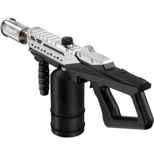 Powerful Propane Torch Gun, Kitchen Torch with Adjustable Flame, Flamethrower Blow Torch Gun, Gas Welding Kits for BBQ, Searing Steak, Camping & Charcoal Torch Lighter(Tank Not Included) (Silver&black)
