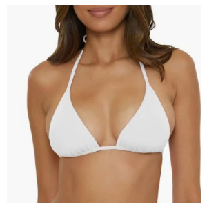 Women's Color White Triangle Bikini Top, Size S