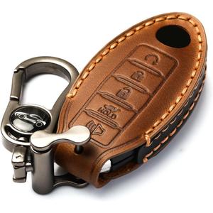 APEKUU Car Key Fob Cover, Soft Full Protection Key Case Shell Compatible with Nissan X-Trail Rogue Altima Quest Pathfinder Sentra Patrol CIMA Fuga Armada Teana Murano etc (C-Brown)