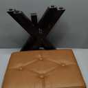 Square Makeup Stool with Wood X-Legs,Modern Vanity Ottoman Chair,Padded Faux Leather Seat for Dressing Room,Bathroom (Brown Faux Leather)