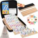 Doreimi Mexican Train Dominoes Set with Numbers and 8 Wooden Holders, Double 12 Dominos Set for Kids, Adults Travel Domino Train with 91 Tiles and Upgrated Hub, Classic Board Games for Family Night, average size