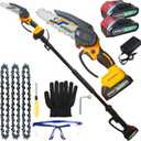 2-IN-1 Cordless Pole Saw & Mini Chainsaw, 21V 2.0Ah battery powered Chain saw, tree trimmers long handle pruner, 7ft Reach electric pole saws for tree trimming Wood Cutting