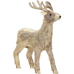 Syhood Christmas Deer Decor Champagne Standing Reindeer Decor 18" x 14" Under The Christmas Handcrafted Deer Figurines Elk Statues Gifts for Home Fireplace Table Holiday Decorations