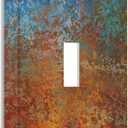 Old Abstract Blue Red Orange Messy Rust Toggle Light Switch Cover Decorative 1-Gang Wall Plate Vintage Mossy Metal Copper Rusty Iron Print Electrical Single Device Switch Face Wallplate Standard Size