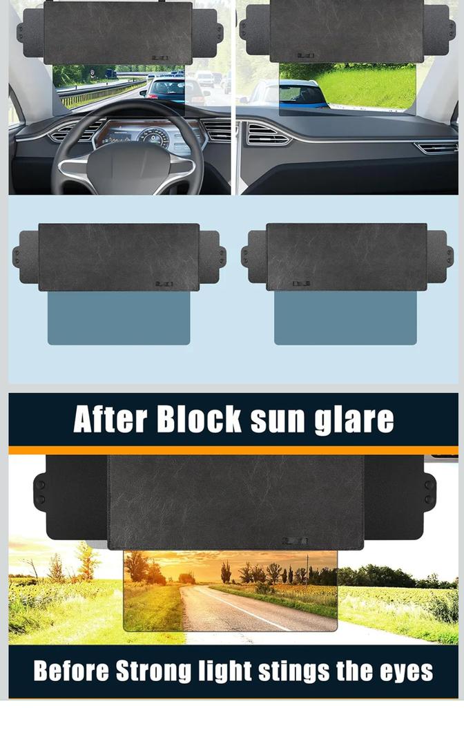 Sun Visor Extender for Car, Upgraded UV400 Car Sun Visor Extension with PC Lens and Side Sunshade,Anti-Glare Visor for Safe Driving