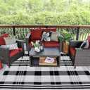 Buffalo Plaid Rug 4' x 6' Black and White Outdoor Rug Cotton Hand-Woven Checkered Front Welcome Door Mat Indoor/Outdoor Area Rug for Front Porch, Kitchen, Bathroom, Entry Way, Living Room (4' x 6')