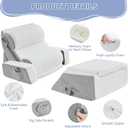 9PCS Wedge Pillow Set for After Surgery Recovery, Adjustable Memory Foam Neck Pillow, Foam Leg Pillow, Relieves Neck, Leg Pain, Sleep Apnea, and Functions as a Reading Pillow, Gray