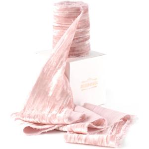 Pink Velvet Ribbon 3 Inch x 3 Yards Frayed Crushed Velvet Ribbon Raw Edge Wide Ribbon for Wedding Bouquets Baby Shower Easter Wreaths Gift Wrapping Crafts