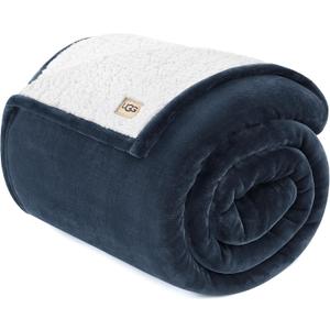 UGG Ariana Twin/Twin XL Blanket Fleece Fluffy Reversible Soft Fuzzy Bedding Plush Warm Oversized Bed Blanket Washable Bedroom Decor for Dorm Room Essential, 60-inch x 90-inch, Navy Blue