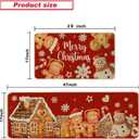 Baccessor Christmas Gingerbread Kitchen Rugs Set of 2,Red Gingerbread House Xmas Winter Snowman Kitchen Mats Washable Non Slip for Floor Hallway Laundry Sink Holiday Home Decor 17x29 and 17x47 Inch