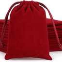 Tapleap Jewelry Bags, 12Pcs Red Velvet Coin Pouch, 3x4 Drawstring Bags, Church, St. Patrick's Day, For Wrapping Palm Crosses, Jewelry, Resin Runes