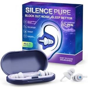 Ear Plugs for Sleeping, Reusable Soft Silicone Earplugs for Noise Reduction (35dB) Hearing Protection, 3D Oval Design for Side Sleepers, Noise Cancelling Earbuds, 2 Pairs (S + M/L)