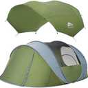 Rivenlo 5-6 Person Easy Pop Up Tent, 11.8' X 8'X 51.2", Automatic Setup, Waterproof, Double Layer, Instant Family Tents for Camping, Hiking & Traveling (Dark Green)
