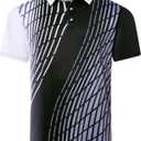 Mens Golf Shirts Short Sleeve Dry Fit Athletic Moisture Wicking Golf Polo Performance Printed Collared Polos (L)