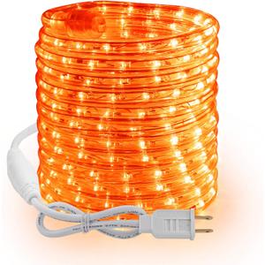 Brizled Orange Rope Lights, 18ft 216 LED Orange Lights, 120V Plugin Tube Light Connectable, Indoor Outdoor Halloween Rope Lighting Waterproof Halloween Holiday Light for Tree Patio Xmas Camping Decor