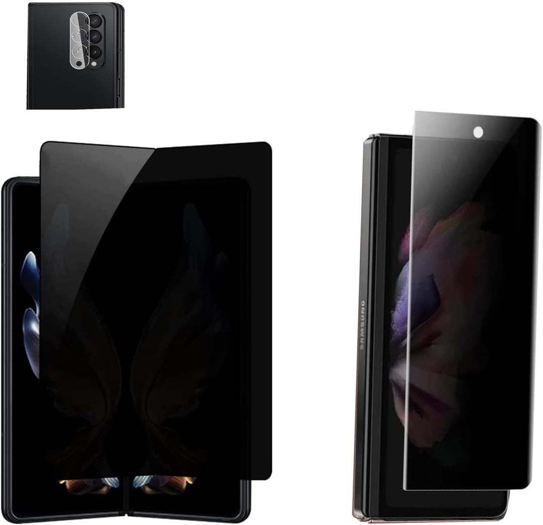 Privacy Screen Protector Designed for Samsung Galaxy Z Fold 4, Anti-peep 1PCS Outside +1PCS Inside Soft Film+ Clear Camera Lens Protector