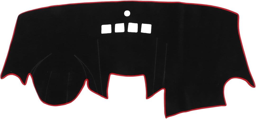 Car Dashboard Cover Mat Compatible for Ford Fiesta 2011-2019, Protective Polyester Black Red Center Console Interior Trim Dash Board Mat