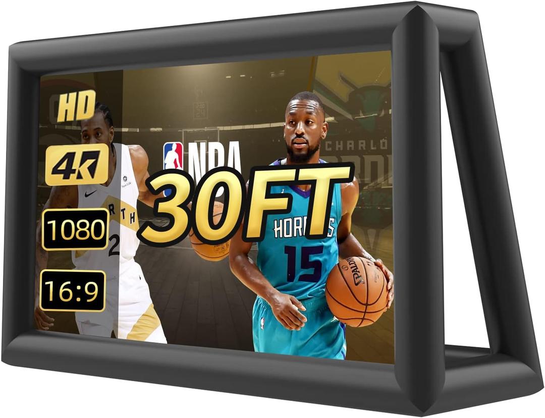 Inflatable Screen Outdoor 30ft with Air Blower, Extra Large Blow Up Projector Screen for Outside Movie Nights Home Theater Backyards Pool BBQ Party Fun, Supports Front and Rear Projection