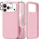 GONEZ Magnetic for iPhone 17 Pro Max Case, Compatible with MagSafe, [Screen Protector + Camera Lens Protector], Liquid Silicone Anti-Scratch Shockproof Protective Phone Case 6.9 inch, Peach Pink