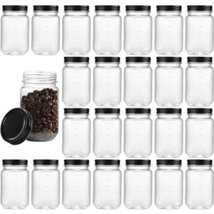 16 OZ Mason Jars Plastic 24 Pack Storage Containers with Lids