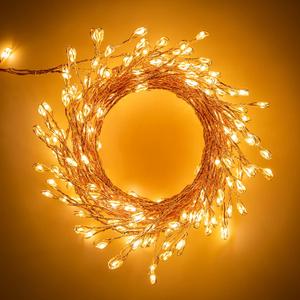 Minetom 10-Foot Warm White Cluster Fairy Lights, 200 LEDs, 8 Lighting Modes, IP44 Waterproof, Indoor/Outdoor Use (200LEDs, Warm White - 8 Modes)