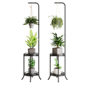 COPREE 2-tier Hanging Plant Stand 2 Pack, Space-Saving Iron Planter Shelves Flower Pot Organizer Rack Multiple Flower Pot Display Holder Shelf Indoor Outdoor Heavy Duty Planter Shelving Unit