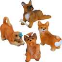 Mood Lab Fairy Garden Dog Figurines - Realistic Puppy Set (4 pcs) - Miniature Decorative Statues - Outdoor & Indoor Garden Decor